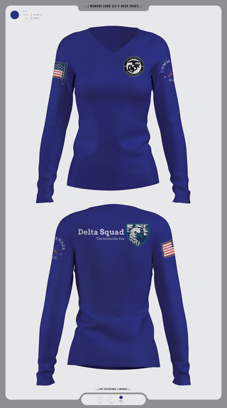 Women's Long Sleeve Vneck Shirt, Marine Corps, Marines, Teamtime, Team time, sublimation, custom sports apparel, team uniforms, spirit wear, spiritwear, sports uniforms, custom shirts, team store, custom team store, fundraiser sports, apparel fundraiser