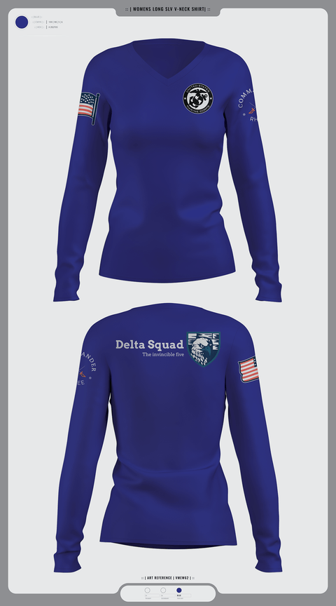 Women's Long Sleeve Vneck Shirt, Marine Corps, Marines, Teamtime, Team time, sublimation, custom sports apparel, team uniforms, spirit wear, spiritwear, sports uniforms, custom shirts, team store, custom team store, fundraiser sports, apparel fundraiser
