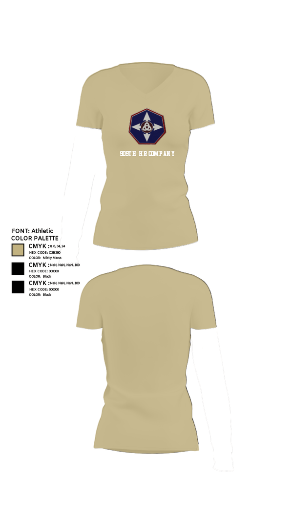 Women's Short Sleeve Vneck Shirt, 909th HR Company, Army, Teamtime, Team time, sublimation, custom sports apparel, team uniforms, spirit wear, spiritwear, sports uniforms, custom shirts, team store, custom team store, fundraiser sports, apparel fundraiser