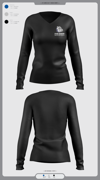 Womens Long Sleeve Vneck Shirt, Steam Academy at McCluer South Berkeley, Spirit Store, Teamtime, Team time, sublimation, custom sports apparel, team uniforms, spirit wear, spiritwear, sports uniforms, custom shirts, team store, custom team store, fundraiser sports, apparel fundraiser