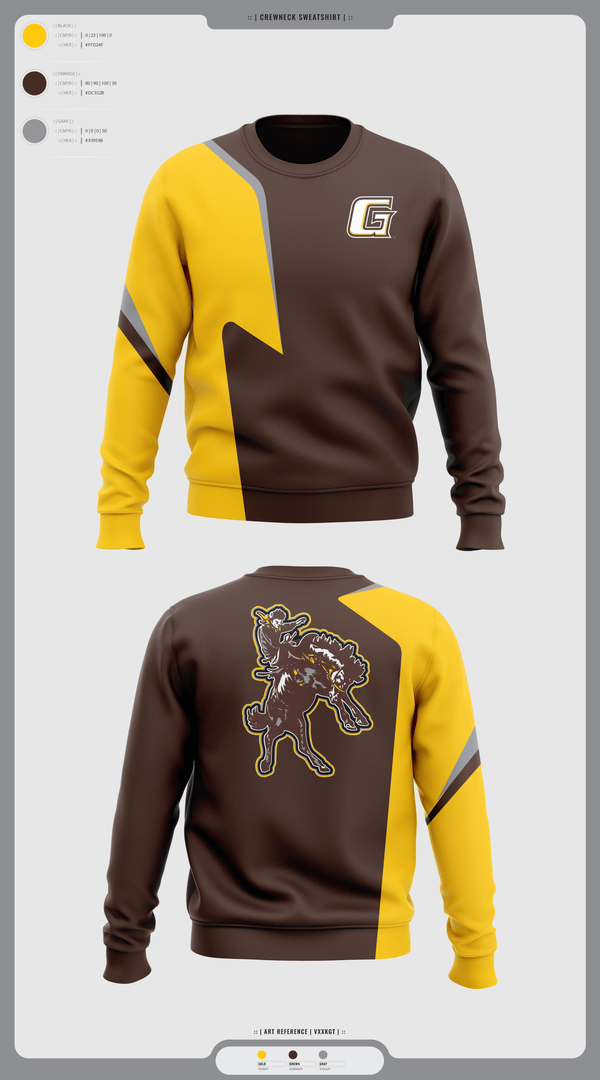 Crew Neck Sweatshirt, Garden City Broncbusters, Golf, Teamtime, Team time, sublimation, custom sports apparel, team uniforms, spirit wear, spiritwear, sports uniforms, custom shirts, team store, custom team store, fundraiser sports, apparel fundraiser