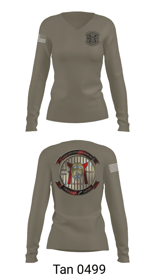 Womens Long Sleeve Vneck Shirt, HQSPT Bn, PMO, Brig, Marines, Teamtime, Team time, sublimation, custom sports apparel, team uniforms, spirit wear, spiritwear, sports uniforms, custom shirts, team store, custom team store, fundraiser sports, apparel fundraiser