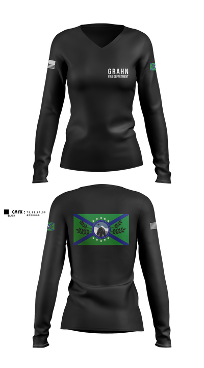 Grahn Fire DepartmentAPR 45337631 Women's Long Sleeve V-neck Shirt - 1