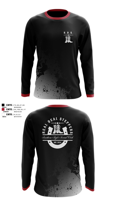 Real Deal Steppers 12364541 Long Sleeve Performance Shirt 1
