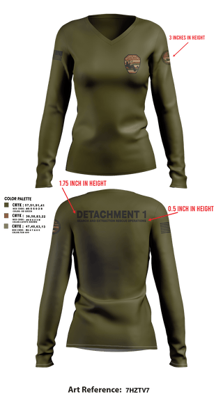 Womens Long Sleeve Vneck Shirt, Detachment 1, Air Force, Teamtime, Team time, sublimation, custom sports apparel, team uniforms, spirit wear, spiritwear, sports uniforms, custom shirts, team store, custom team store, fundraiser sports, apparel fundraiser