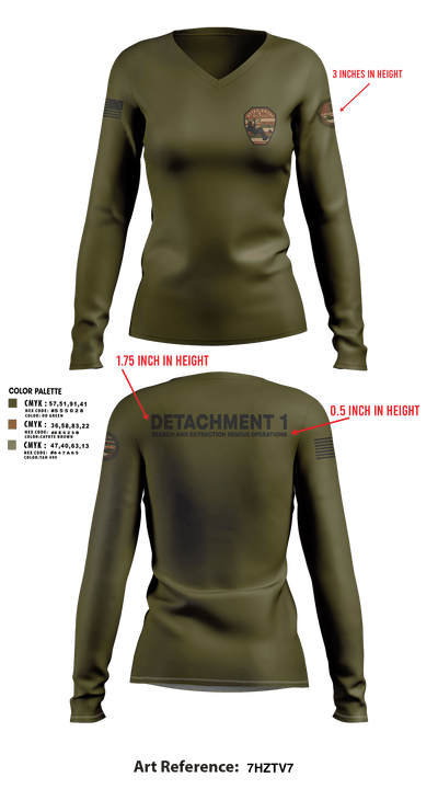Detachment 1 27221981 Women's Long Sleeve V-neck Shirt - 22