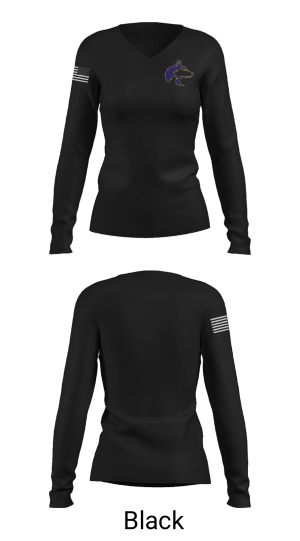 Womens Long Sleeve Vneck Shirt, Marsing High School Cheer, Cheer, Teamtime, Team time, sublimation, custom sports apparel, team uniforms, spirit wear, spiritwear, sports uniforms, custom shirts, team store, custom team store, fundraiser sports, apparel fundraiser