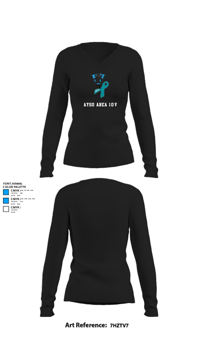AYSO AREA 10V 37411197 Women's Long Sleeve V-neck Shirt - 34