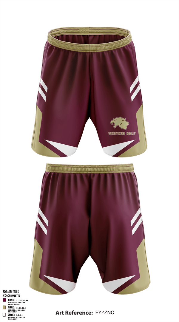 Athletic Shorts With Pockets, Western High School Golf, Golf, Teamtime, Team time, sublimation, custom sports apparel, team uniforms, spirit wear, spiritwear, sports uniforms, custom shirts, team store, custom team store, fundraiser sports, apparel fundraiser