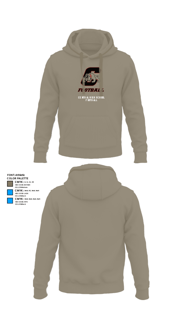 Hoodie, Central High School Football, Football, Teamtime, Team time, sublimation, custom sports apparel, team uniforms, spirit wear, spiritwear, sports uniforms, custom shirts, team store, custom team store, fundraiser sports, apparel fundraiser