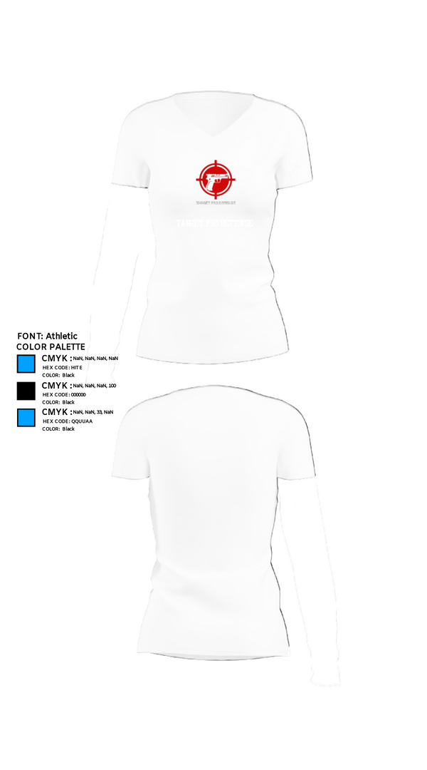 Womens Short Sleeve Vneck Shirt, Target Pro Defense, , Teamtime, Team time, sublimation, custom sports apparel, team uniforms, spirit wear, spiritwear, sports uniforms, custom shirts, team store, custom team store, fundraiser sports, apparel fundraiser