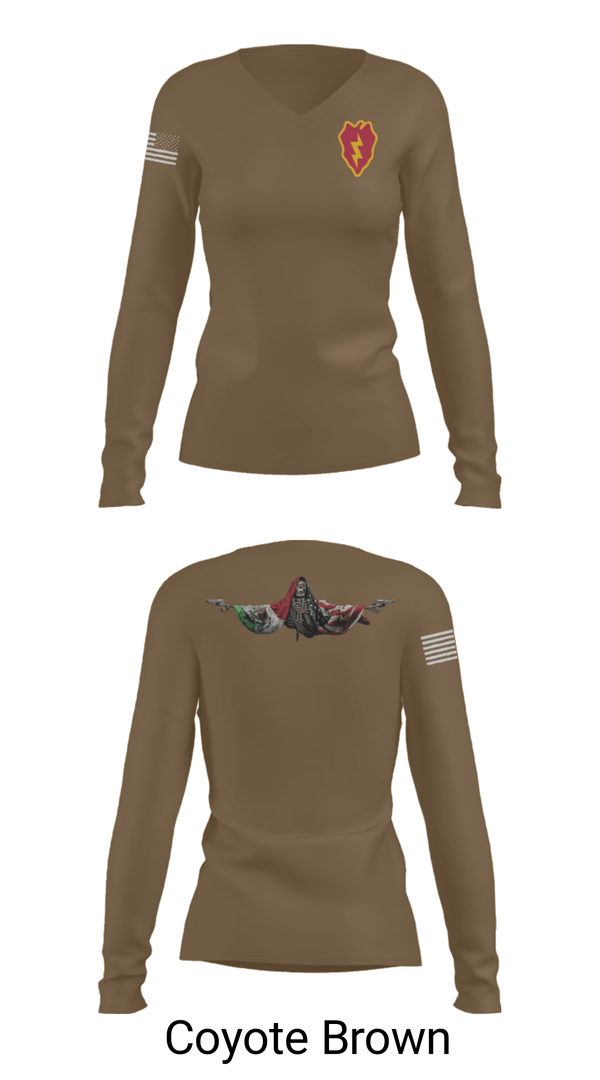 Women's Long Sleeve Vneck Shirt, 25th ID, Army, Teamtime, Team time, sublimation, custom sports apparel, team uniforms, spirit wear, spiritwear, sports uniforms, custom shirts, team store, custom team store, fundraiser sports, apparel fundraiser