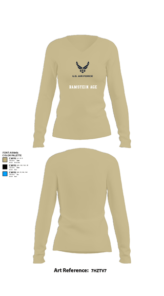 Women's Long Sleeve Vneck Shirt, Ramstein AGE, , Teamtime, Team time, sublimation, custom sports apparel, team uniforms, spirit wear, spiritwear, sports uniforms, custom shirts, team store, custom team store, fundraiser sports, apparel fundraiser