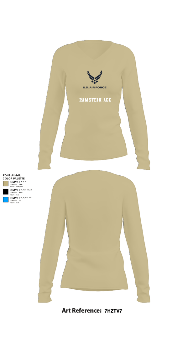 Women's Long Sleeve Vneck Shirt, Ramstein AGE, , Teamtime, Team time, sublimation, custom sports apparel, team uniforms, spirit wear, spiritwear, sports uniforms, custom shirts, team store, custom team store, fundraiser sports, apparel fundraiser