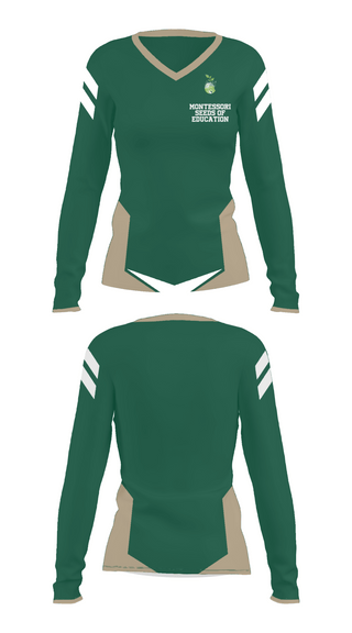 Womens Long Sleeve Vneck Shirt, Montessori Seeds Of Education, Spirit Store, Teamtime, Team time, sublimation, custom sports apparel, team uniforms, spirit wear, spiritwear, sports uniforms, custom shirts, team store, custom team store, fundraiser sports, apparel fundraiser