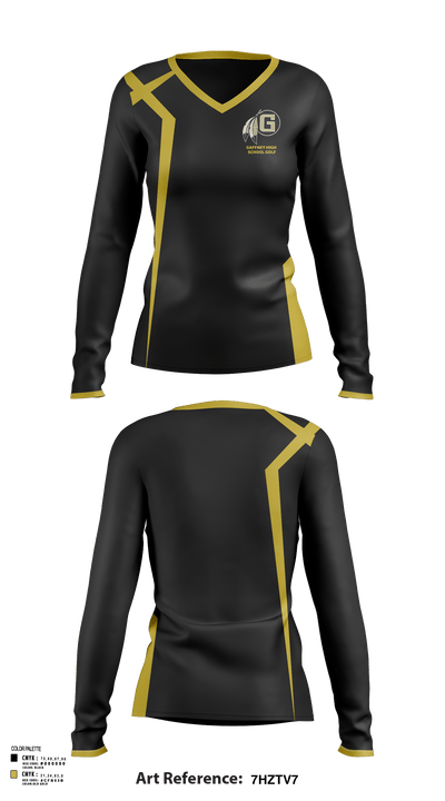 Gaffney High School Golf 40140863 Women's Long Sleeve V-neck Shirt - 122