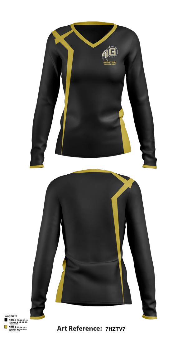 Womens Long Sleeve Vneck Shirt, Gaffney High School Golf, Golf, Teamtime, Team time, sublimation, custom sports apparel, team uniforms, spirit wear, spiritwear, sports uniforms, custom shirts, team store, custom team store, fundraiser sports, apparel fundraiser