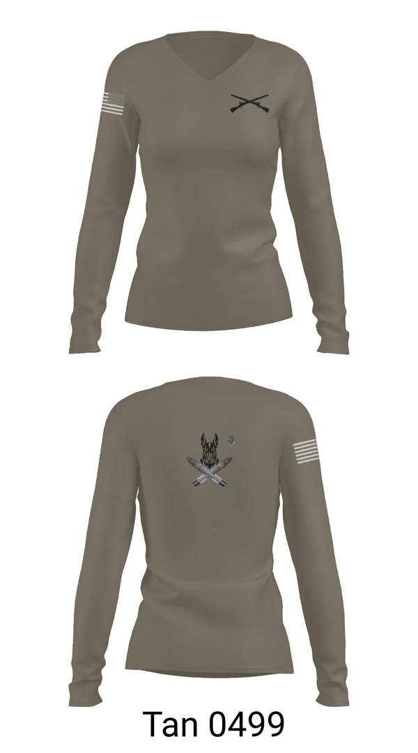 Womens Long Sleeve Vneck Shirt, Dog Mortars, , Teamtime, Team time, sublimation, custom sports apparel, team uniforms, spirit wear, spiritwear, sports uniforms, custom shirts, team store, custom team store, fundraiser sports, apparel fundraiser