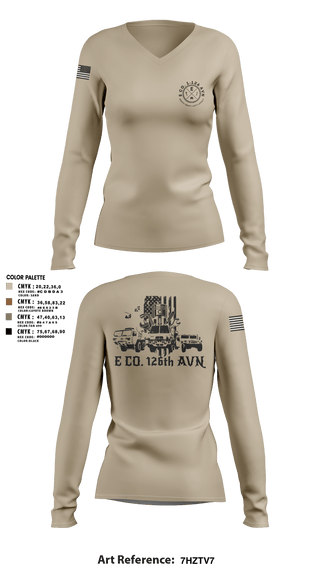 Womens Long Sleeve Vneck Shirt, B Co. 1-126AVN, Army, Teamtime, Team time, sublimation, custom sports apparel, team uniforms, spirit wear, spiritwear, sports uniforms, custom shirts, team store, custom team store, fundraiser sports, apparel fundraiser