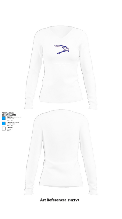 Ellinwood High School Football 3917494 Women's Long Sleeve V-neck Shirt - 15