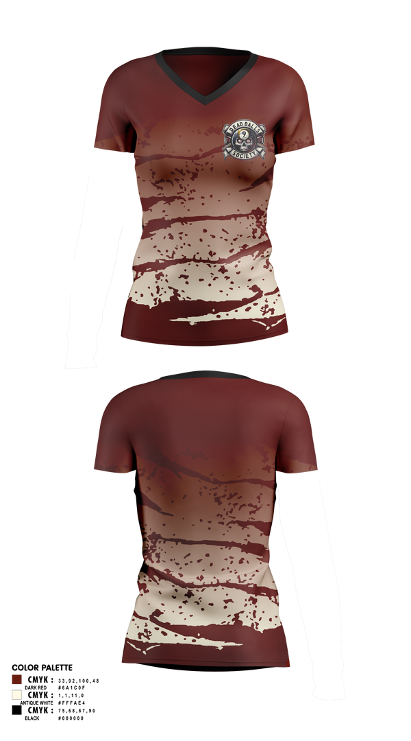 Womens Short Sleeve Vneck Shirt, Dead Balls Society, Bowling, Teamtime, Team time, sublimation, custom sports apparel, team uniforms, spirit wear, spiritwear, sports uniforms, custom shirts, team store, custom team store, fundraiser sports, apparel fundraiser