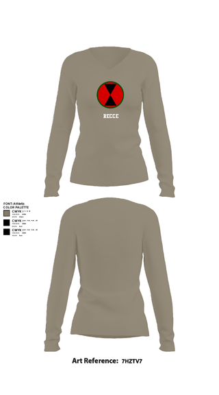 Womens Long Sleeve Vneck Shirt, RECCE, Army, Teamtime, Team time, sublimation, custom sports apparel, team uniforms, spirit wear, spiritwear, sports uniforms, custom shirts, team store, custom team store, fundraiser sports, apparel fundraiser