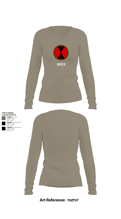 RECCE 67362725 Women's Long Sleeve V-neck Shirt - 62