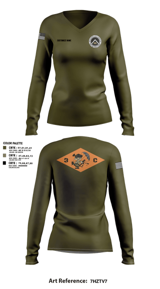 Womens Long Sleeve Vneck Shirt 1, 3rd Platoon, CCo, 1-508th PIR, , Teamtime, Team time, sublimation, custom sports apparel, team uniforms, spirit wear, spiritwear, sports uniforms, custom shirts, team store, custom team store, fundraiser sports, apparel fundraiser