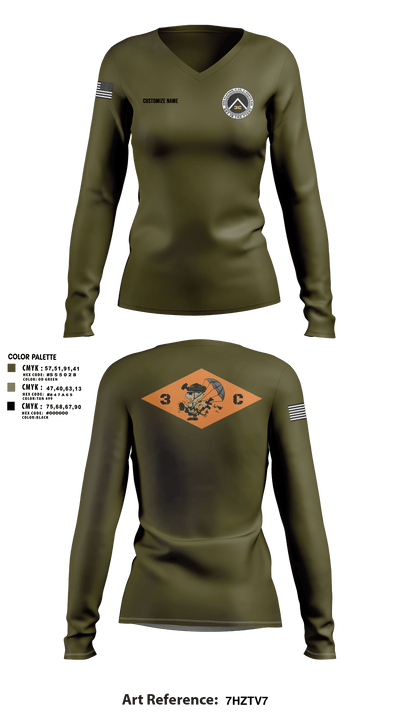 3rd Platoon, CCo, 1-508th PIR 77513198 Women's Long Sleeve V-neck Shirt -1 14