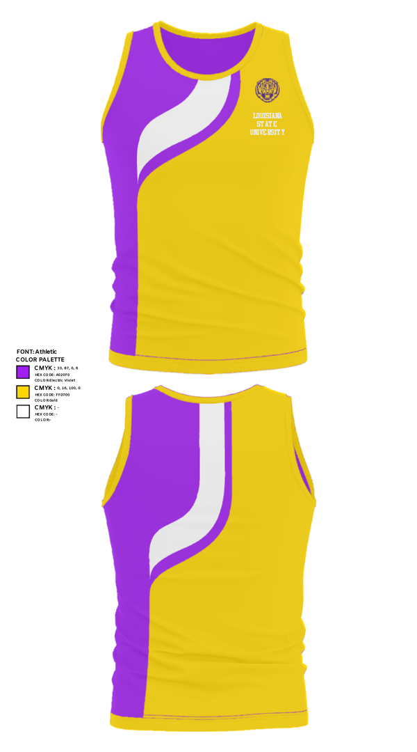 Tank Top, Louisiana State University, Spirit Store, Teamtime, Team time, sublimation, custom sports apparel, team uniforms, spirit wear, spiritwear, sports uniforms, custom shirts, team store, custom team store, fundraiser sports, apparel fundraiser