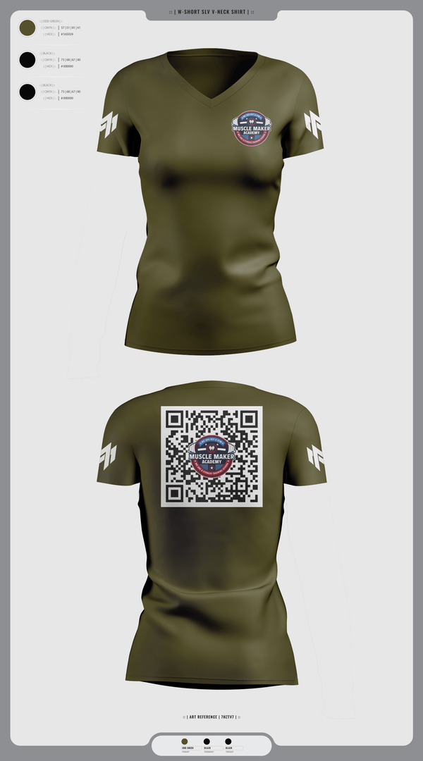 Womens Short Sleeve Vneck Shirt, Muscle Maker Academy, Space Force, Teamtime, Team time, sublimation, custom sports apparel, team uniforms, spirit wear, spiritwear, sports uniforms, custom shirts, team store, custom team store, fundraiser sports, apparel fundraiser