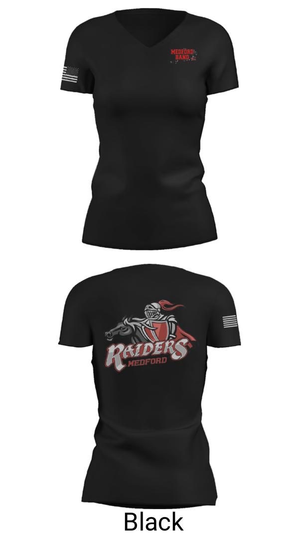 Womens Short Sleeve Vneck Shirt, Medford Area Senior High School Band, Spirit Store, Teamtime, Team time, sublimation, custom sports apparel, team uniforms, spirit wear, spiritwear, sports uniforms, custom shirts, team store, custom team store, fundraiser sports, apparel fundraiser