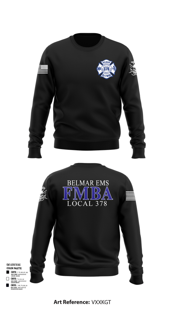 Crew Neck Sweatshirt, Belmar FMBA, Fire Department, Teamtime, Team time, sublimation, custom sports apparel, team uniforms, spirit wear, spiritwear, sports uniforms, custom shirts, team store, custom team store, fundraiser sports, apparel fundraiser