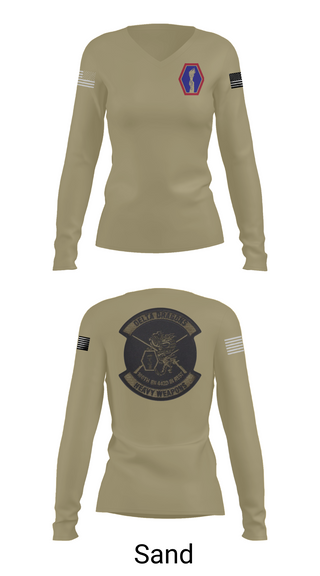 Womens Long Sleeve Vneck Shirt, 100th Battalion 442nd Infantry Delta dragons, Army, Teamtime, Team time, sublimation, custom sports apparel, team uniforms, spirit wear, spiritwear, sports uniforms, custom shirts, team store, custom team store, fundraiser sports, apparel fundraiser