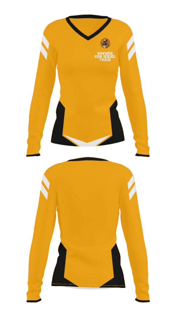 Women's Long Sleeve Vneck Shirt, Warwick High School Track, Track & Field, Teamtime, Team time, sublimation, custom sports apparel, team uniforms, spirit wear, spiritwear, sports uniforms, custom shirts, team store, custom team store, fundraiser sports, apparel fundraiser