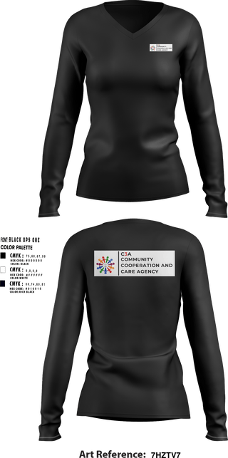 Womens Long Sleeve Vneck Shirt, C3A Community Cooperation and Care Agency, , Teamtime, Team time, sublimation, custom sports apparel, team uniforms, spirit wear, spiritwear, sports uniforms, custom shirts, team store, custom team store, fundraiser sports, apparel fundraiser