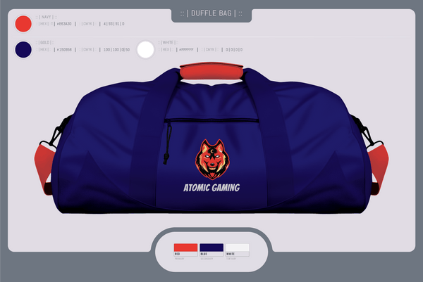 Duffle Bag, Atomic gaming and, , Teamtime, Team time, sublimation, custom sports apparel, team uniforms, spirit wear, spiritwear, sports uniforms, custom shirts, team store, custom team store, fundraiser sports, apparel fundraiser