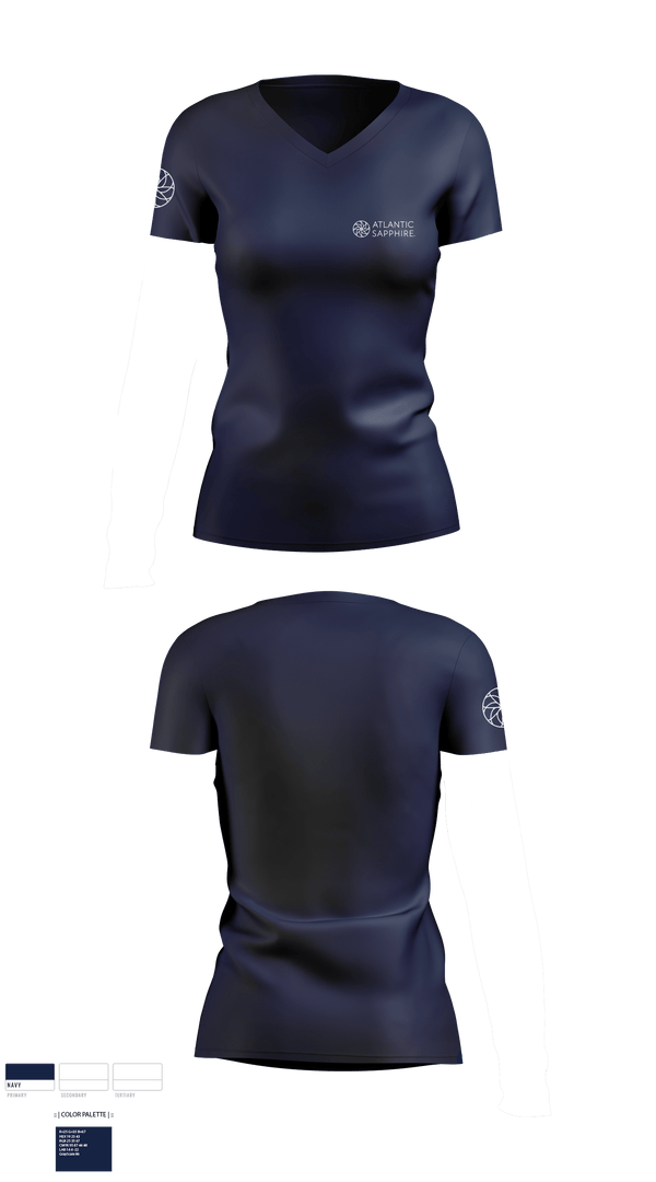 Womens Short Sleeve Vneck Shirt, atlantic sapphire, , Teamtime, Team time, sublimation, custom sports apparel, team uniforms, spirit wear, spiritwear, sports uniforms, custom shirts, team store, custom team store, fundraiser sports, apparel fundraiser