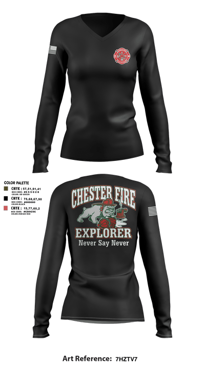 Chester fire explorers 87752590 Women's Long Sleeve V-neck Shirt - 3