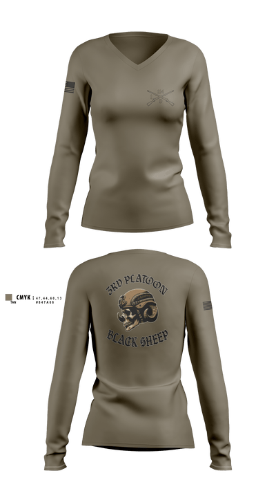 3rd PLT black sheep 13771381 Women's Long Sleeve V-neck Shirt - 3