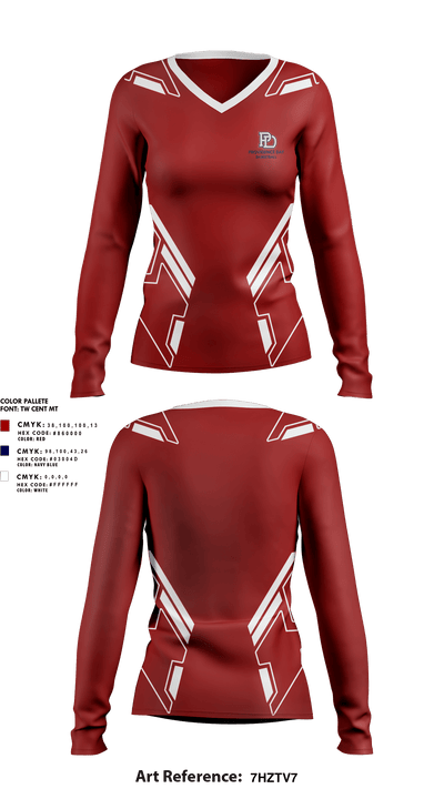 Providence Day School Volleyball 58834734 Women's Long Sleeve V-neck Shirt - 1