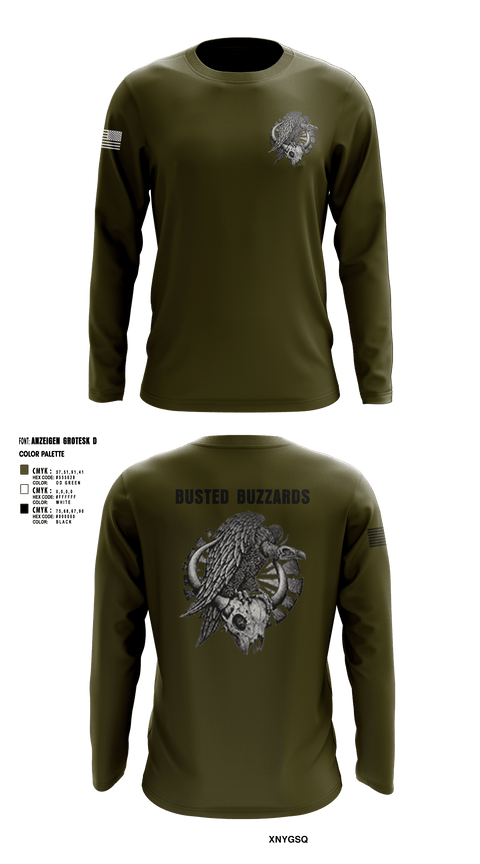 Long Sleeve Performance Shirt, CREW 3 BUSTED BUZZARDS, Army, Teamtime, Team time, sublimation, custom sports apparel, team uniforms, spirit wear, spiritwear, sports uniforms, custom shirts, team store, custom team store, fundraiser sports, apparel fundraiser