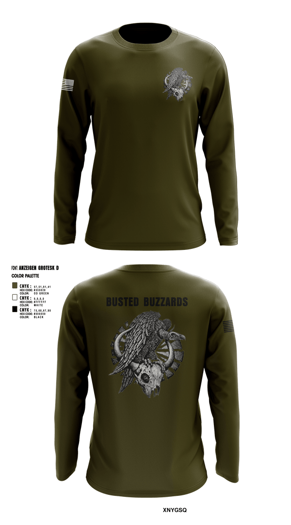 Long Sleeve Performance Shirt, CREW 3 BUSTED BUZZARDS, Army, Teamtime, Team time, sublimation, custom sports apparel, team uniforms, spirit wear, spiritwear, sports uniforms, custom shirts, team store, custom team store, fundraiser sports, apparel fundraiser