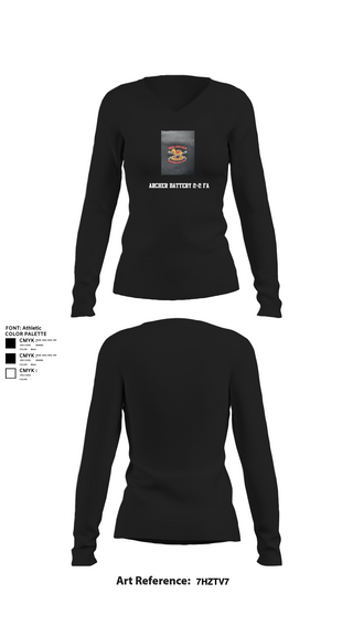 Womens Long Sleeve Vneck Shirt, Archer Battery 2-2 FA, Army, Teamtime, Team time, sublimation, custom sports apparel, team uniforms, spirit wear, spiritwear, sports uniforms, custom shirts, team store, custom team store, fundraiser sports, apparel fundraiser