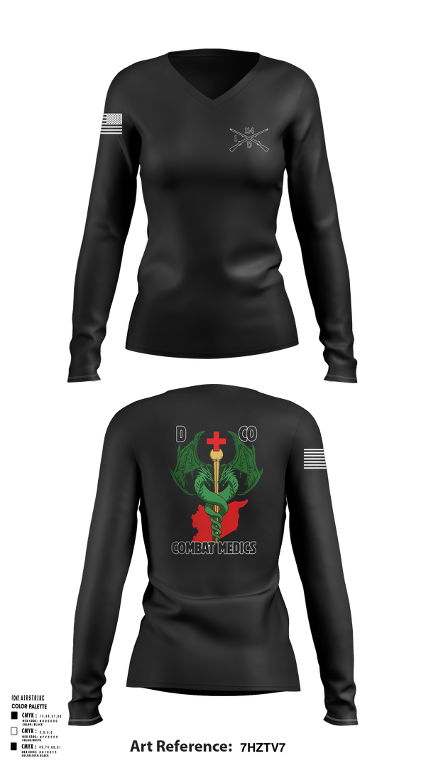 Womens Long Sleeve Vneck Shirt, D-co 1-114th, Army, Teamtime, Team time, sublimation, custom sports apparel, team uniforms, spirit wear, spiritwear, sports uniforms, custom shirts, team store, custom team store, fundraiser sports, apparel fundraiser