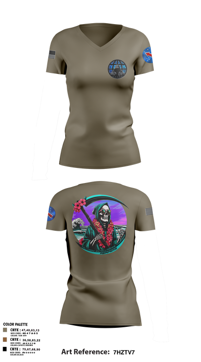 REAPERS, FT SHAFTER 63519061 Women's Short Sleeve V-neck Shirt - 1
