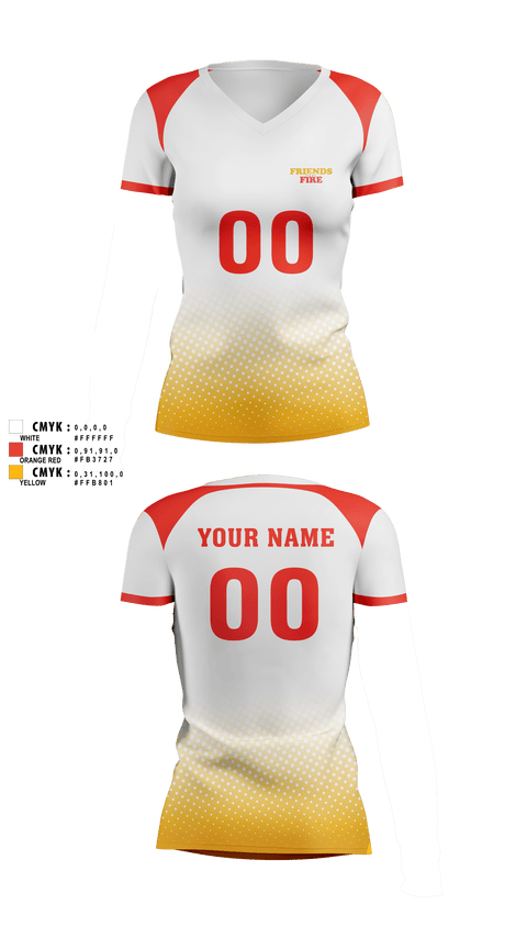 Womens Short Sleeve Vneck Shirt, FRIENDS on FIRE, Women's Volleyball, Teamtime, Team time, sublimation, custom sports apparel, team uniforms, spirit wear, spiritwear, sports uniforms, custom shirts, team store, custom team store, fundraiser sports, apparel fundraiser