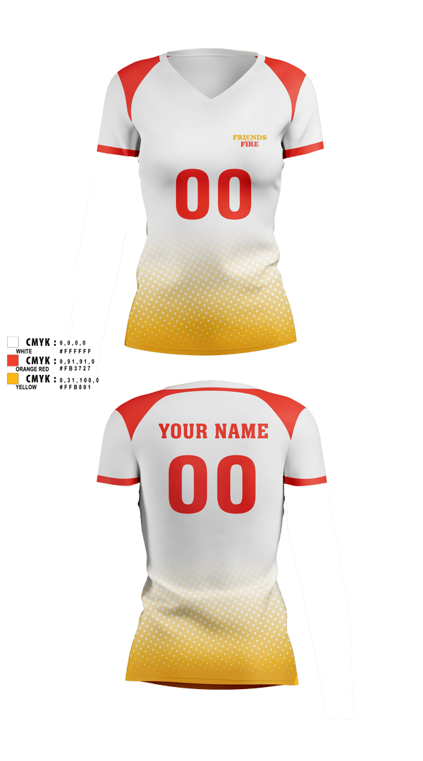 Womens Short Sleeve Vneck Shirt, FRIENDS on FIRE, Women's Volleyball, Teamtime, Team time, sublimation, custom sports apparel, team uniforms, spirit wear, spiritwear, sports uniforms, custom shirts, team store, custom team store, fundraiser sports, apparel fundraiser