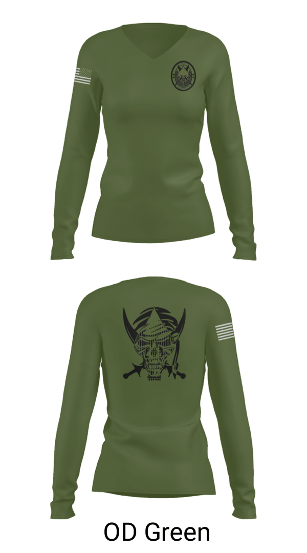 Women's Long Sleeve Vneck Shirt, , Army, Teamtime, Team time, sublimation, custom sports apparel, team uniforms, spirit wear, spiritwear, sports uniforms, custom shirts, team store, custom team store, fundraiser sports, apparel fundraiser