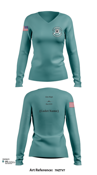 Womens Long Sleeve Vneck Shirt, Detachment 035, Air Force, Teamtime, Team time, sublimation, custom sports apparel, team uniforms, spirit wear, spiritwear, sports uniforms, custom shirts, team store, custom team store, fundraiser sports, apparel fundraiser